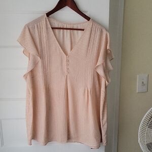 Elegant Cream Ruffle Sleeve Blouse